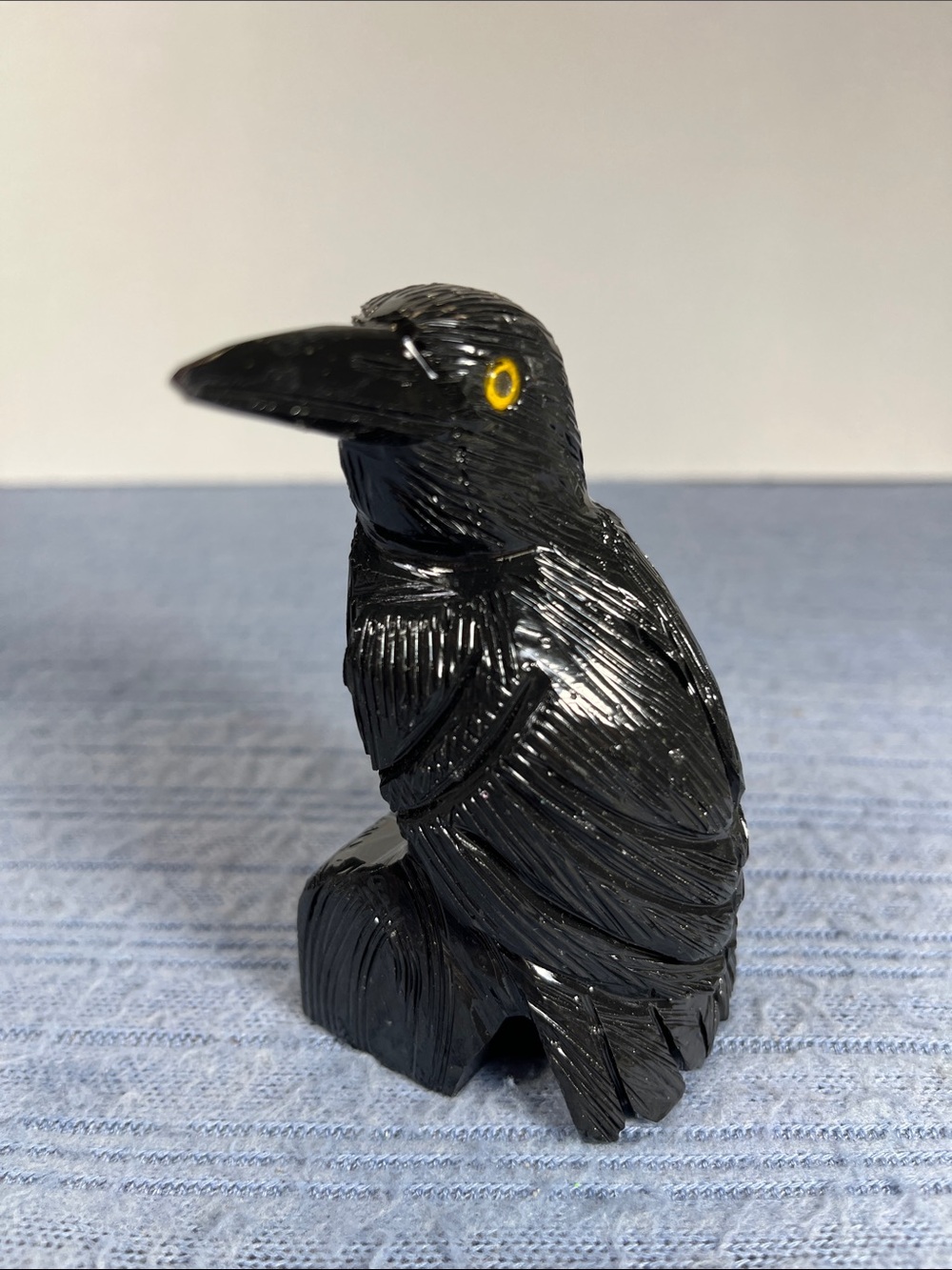Black Onyx Large Carved Raven
